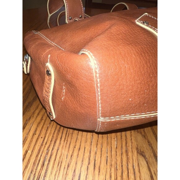 Cole Haan Purse Brown Leather Shoulder Tote Bag Rivets Stitch Y2K Boho Vintage - Picture 4 of 16